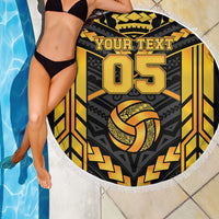 Custom Polynesia Beach Volleyball Beach Blanket Gold Polynesian Tribal Pattern LT05 - Polynesian Pride