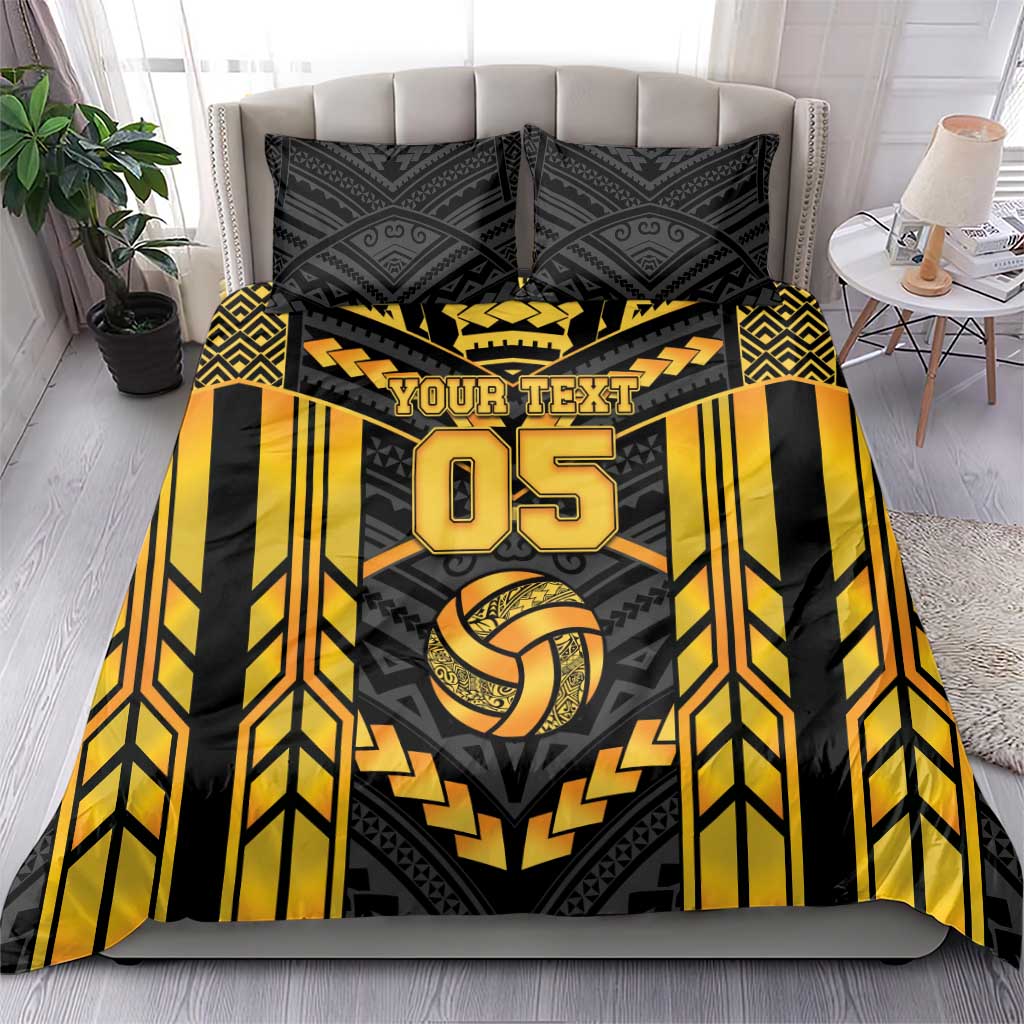 Custom Polynesia Beach Volleyball Bedding Set Gold Polynesian Tribal Pattern LT05 - Polynesian Pride
