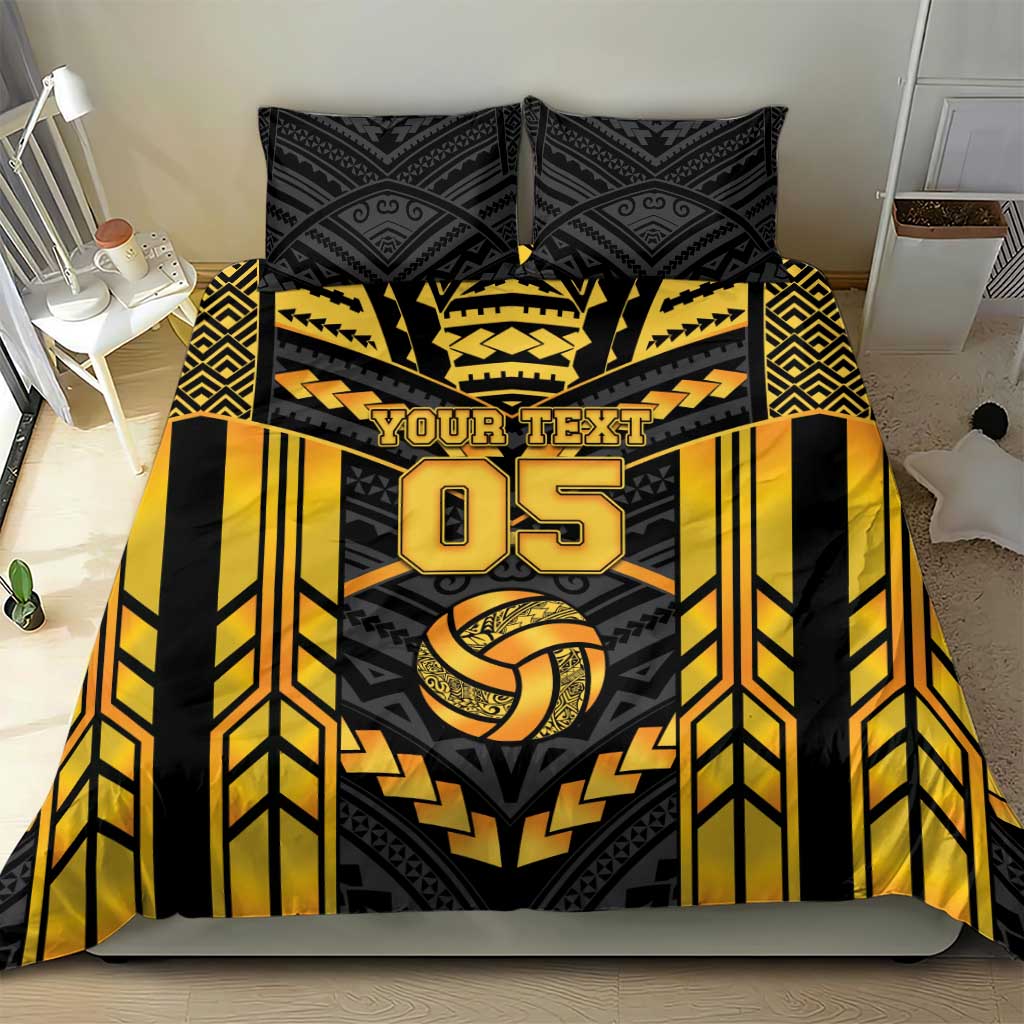 Custom Polynesia Beach Volleyball Bedding Set Gold Polynesian Tribal Pattern LT05 - Polynesian Pride