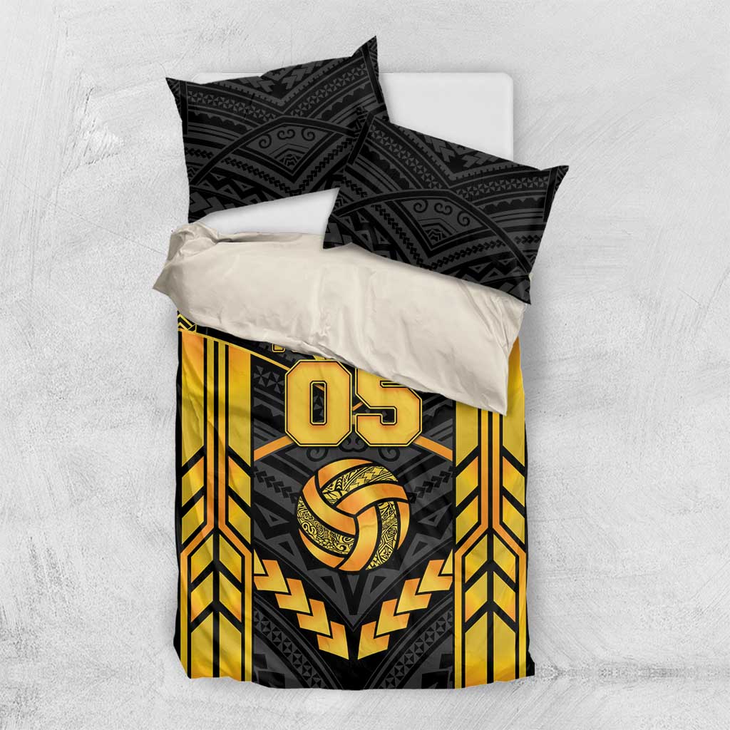 Custom Polynesia Beach Volleyball Bedding Set Gold Polynesian Tribal Pattern LT05 US Twin 172cm x 218cm Gold - Polynesian Pride