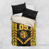 Custom Polynesia Beach Volleyball Bedding Set Gold Polynesian Tribal Pattern LT05 US Twin 172cm x 218cm Gold - Polynesian Pride
