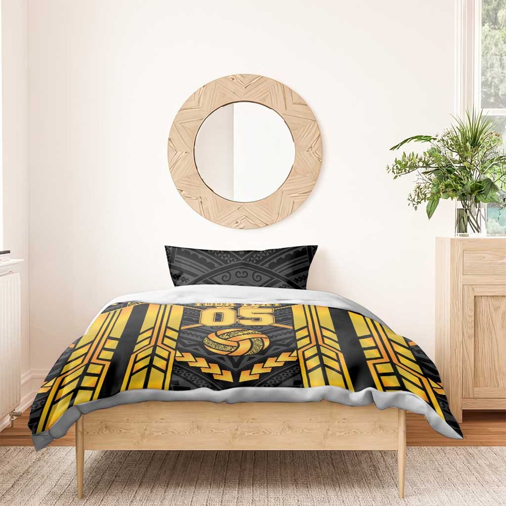 Custom Polynesia Beach Volleyball Bedding Set Gold Polynesian Tribal Pattern LT05 - Polynesian Pride
