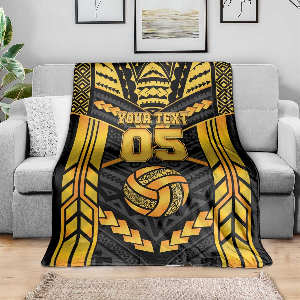 Custom Polynesia Beach Volleyball Blanket Gold Polynesian Tribal Pattern LT05 - Polynesian Pride