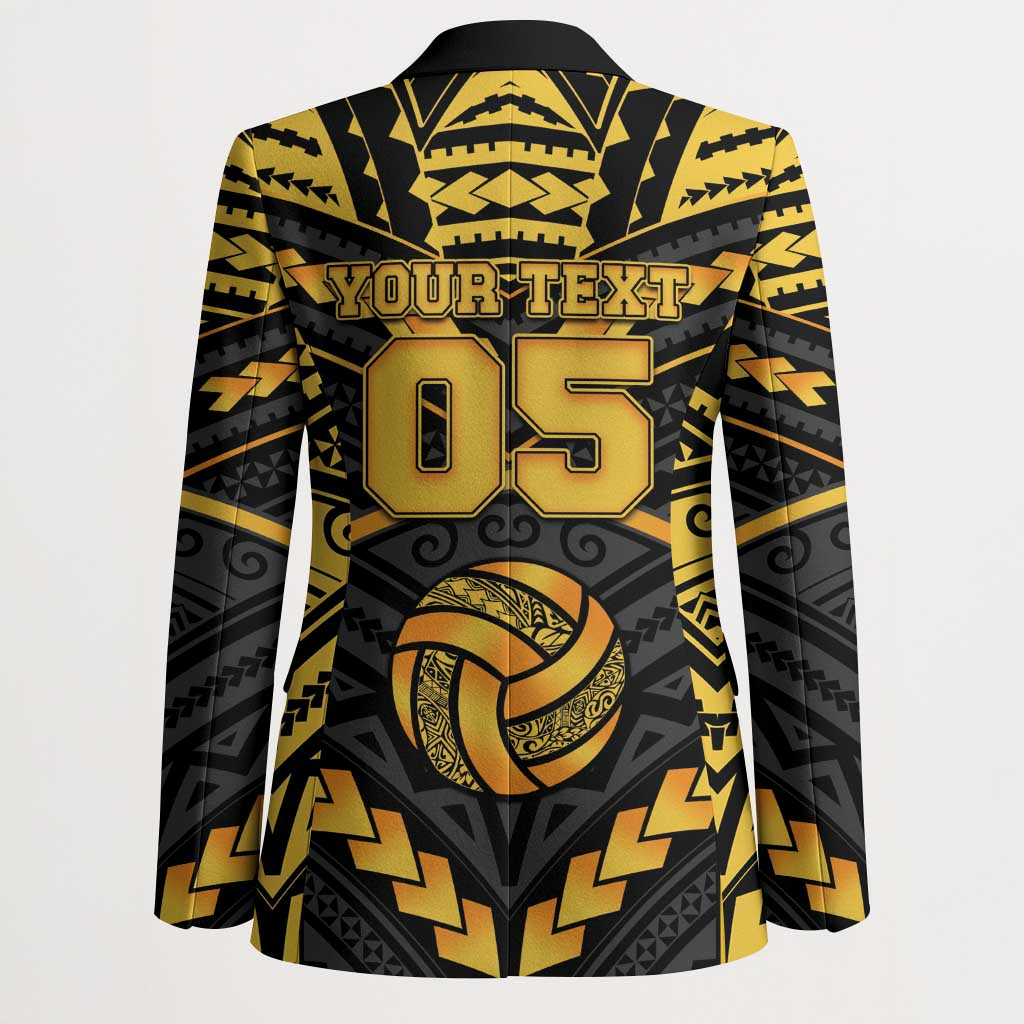 Custom Polynesia Beach Volleyball Blazer Gold Polynesian Tribal Pattern LT05 - Polynesian Pride