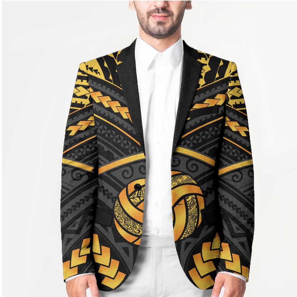 Custom Polynesia Beach Volleyball Blazer Gold Polynesian Tribal Pattern LT05 - Polynesian Pride