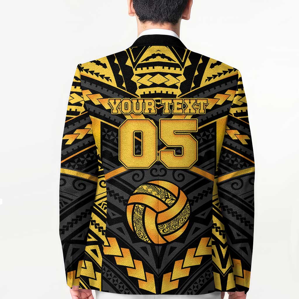 Custom Polynesia Beach Volleyball Blazer Gold Polynesian Tribal Pattern LT05 - Polynesian Pride