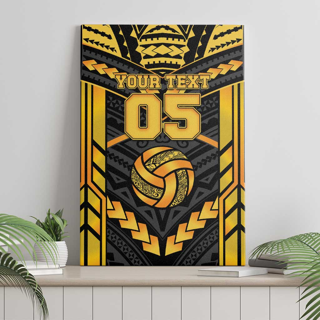 Custom Polynesia Beach Volleyball Canvas Wall Art Gold Polynesian Tribal Pattern LT05 - Polynesian Pride