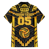 Custom Polynesia Beach Volleyball Family Matching Long Sleeve Bodycon Dress and Hawaiian Shirt Gold Polynesian Tribal Pattern - Polynesian Pride