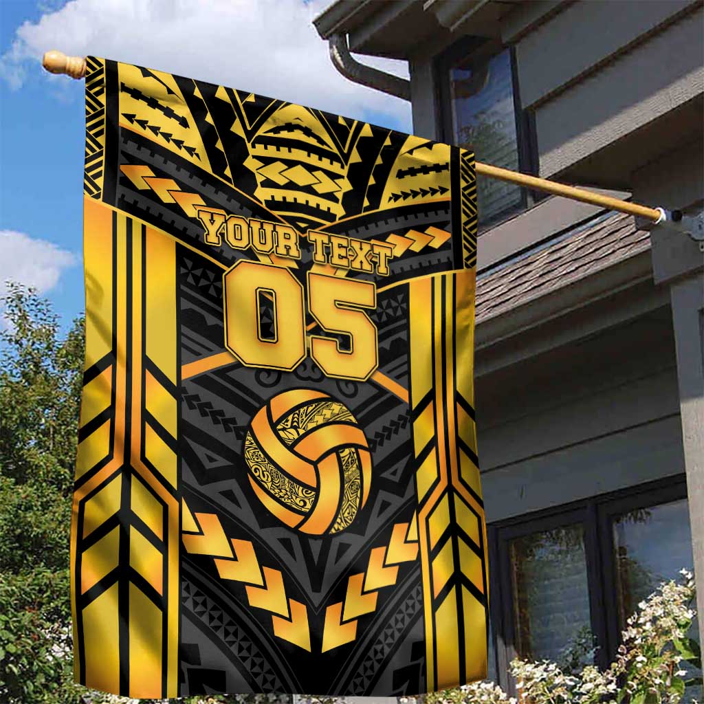 Custom Polynesia Beach Volleyball Garden Flag Gold Polynesian Tribal Pattern LT05 - Polynesian Pride