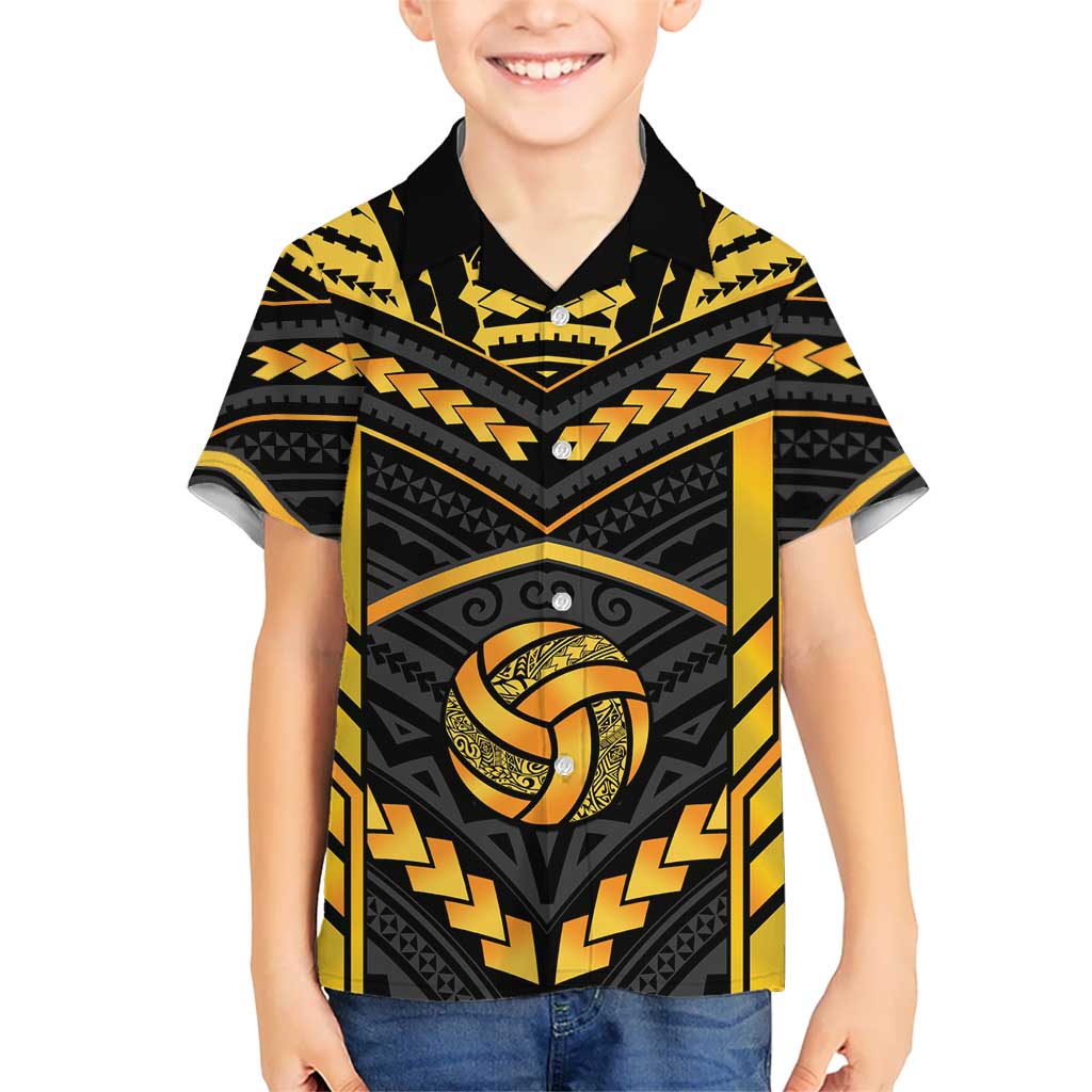 Custom Polynesia Beach Volleyball Hawaiian Shirt Gold Polynesian Tribal Pattern LT05 - Polynesian Pride