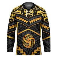 Custom Polynesia Beach Volleyball Hockey Jersey Gold Polynesian Tribal Pattern - Polynesian Pride