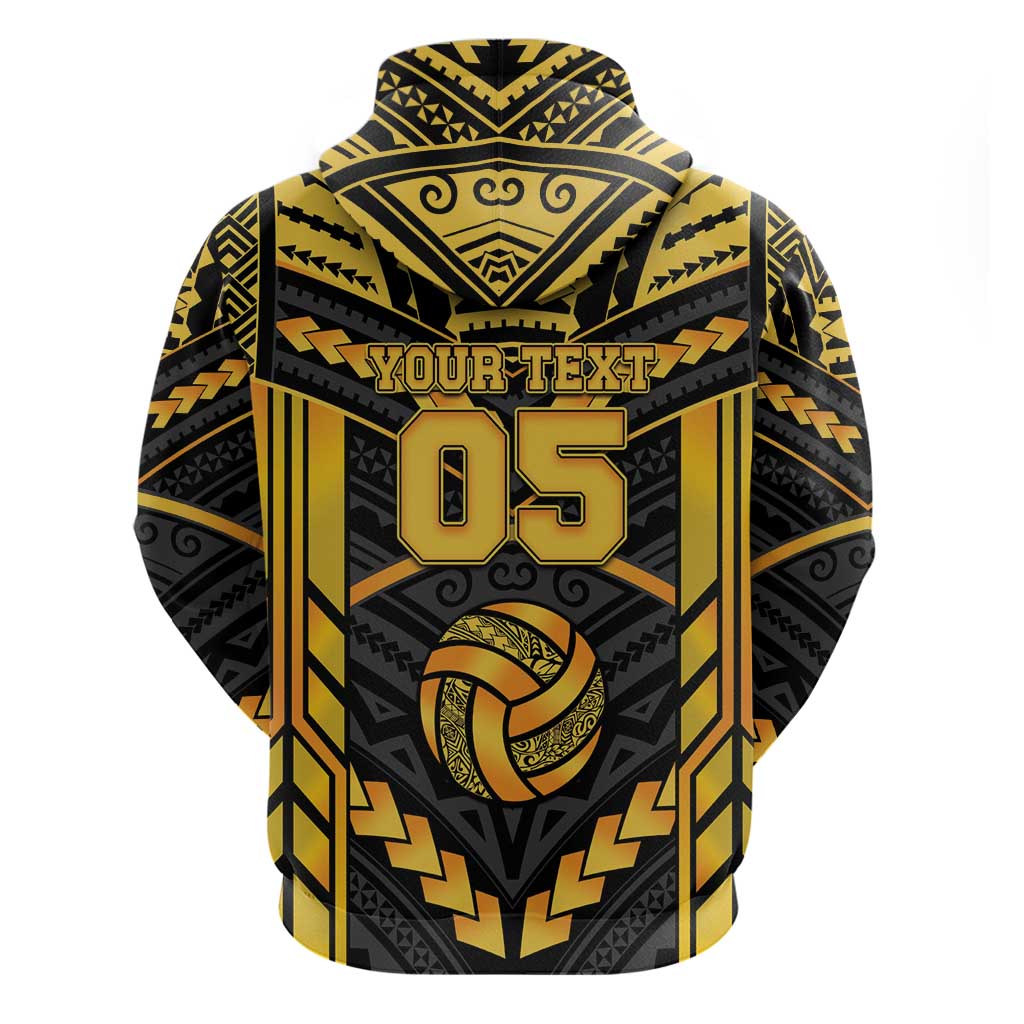 Custom Polynesia Beach Volleyball Hoodie Gold Polynesian Tribal Pattern LT05 - Polynesian Pride