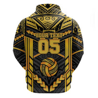 Custom Polynesia Beach Volleyball Hoodie Gold Polynesian Tribal Pattern LT05 - Polynesian Pride
