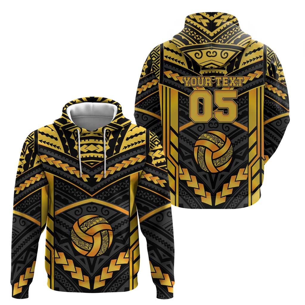 Custom Polynesia Beach Volleyball Hoodie Gold Polynesian Tribal Pattern LT05 - Polynesian Pride