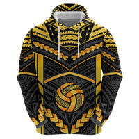 Custom Polynesia Beach Volleyball Hoodie Gold Polynesian Tribal Pattern LT05 - Polynesian Pride