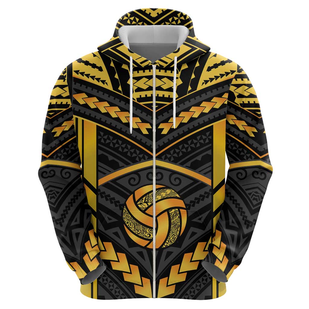 Custom Polynesia Beach Volleyball Hoodie Gold Polynesian Tribal Pattern LT05 - Polynesian Pride