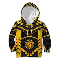 Custom Polynesia Beach Volleyball Kid Hoodie Gold Polynesian Tribal Pattern LT05 Hoodie Gold - Polynesian Pride
