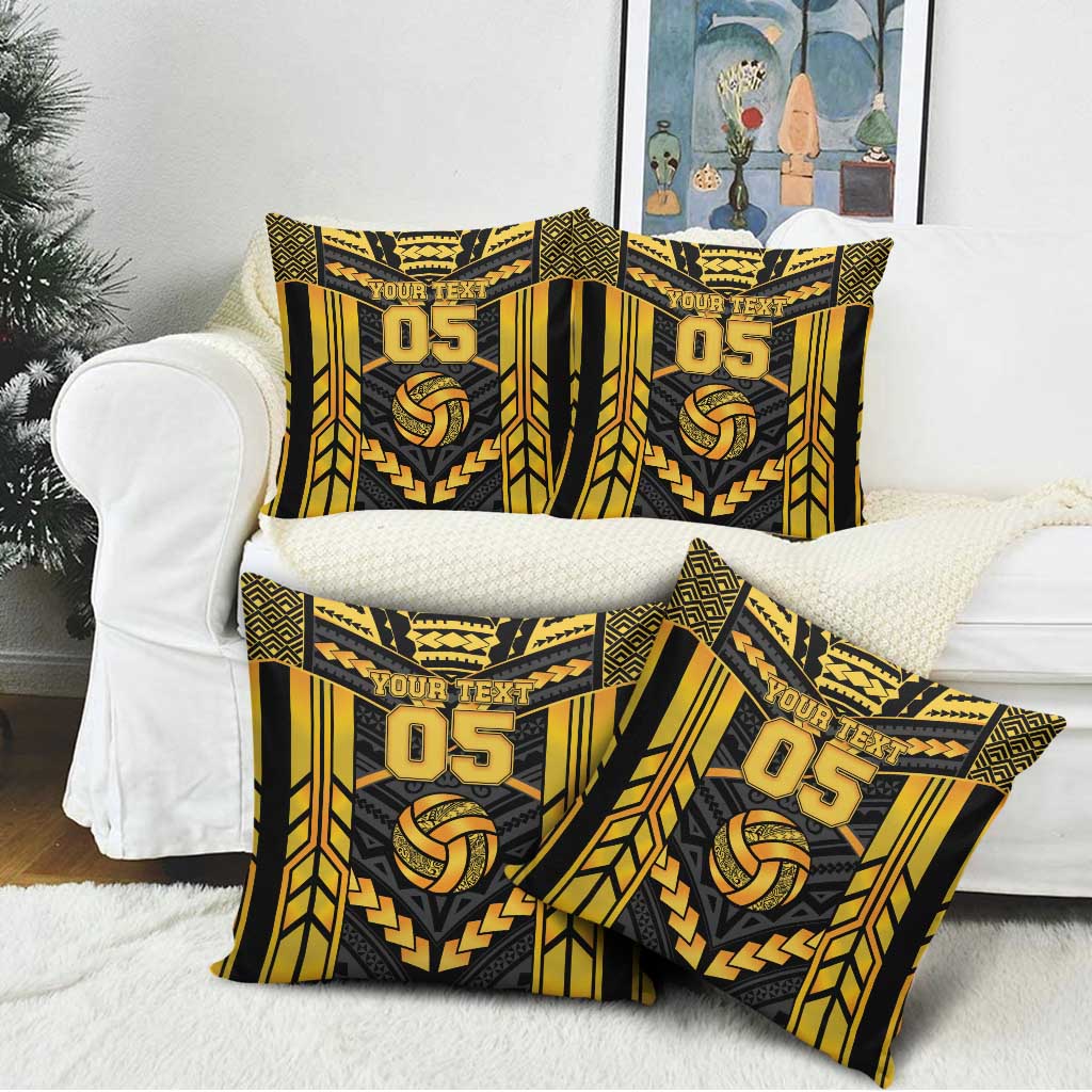 Custom Polynesia Beach Volleyball Pillow Cover Gold Polynesian Tribal Pattern LT05 - Polynesian Pride