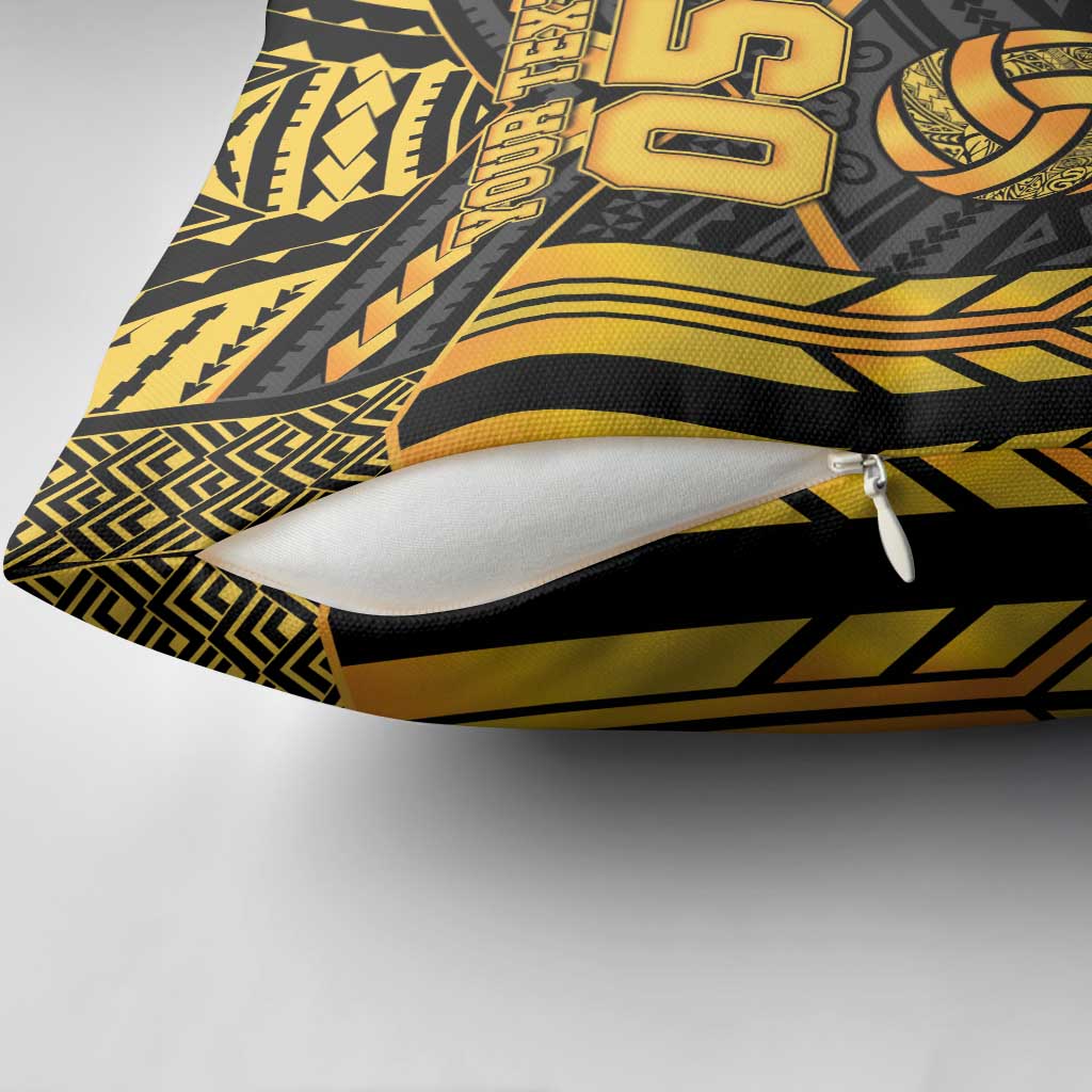 Custom Polynesia Beach Volleyball Pillow Cover Gold Polynesian Tribal Pattern LT05 - Polynesian Pride