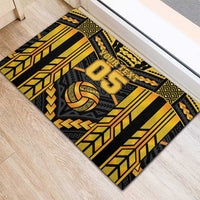 Custom Polynesia Beach Volleyball Rubber Doormat Gold Polynesian Tribal Pattern LT05 - Polynesian Pride