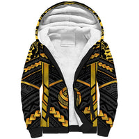 Custom Polynesia Beach Volleyball Sherpa Hoodie Gold Polynesian Tribal Pattern LT05 Unisex Gold - Polynesian Pride
