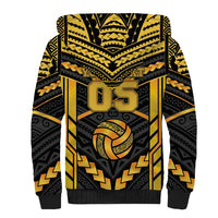 Custom Polynesia Beach Volleyball Sherpa Hoodie Gold Polynesian Tribal Pattern LT05 - Polynesian Pride