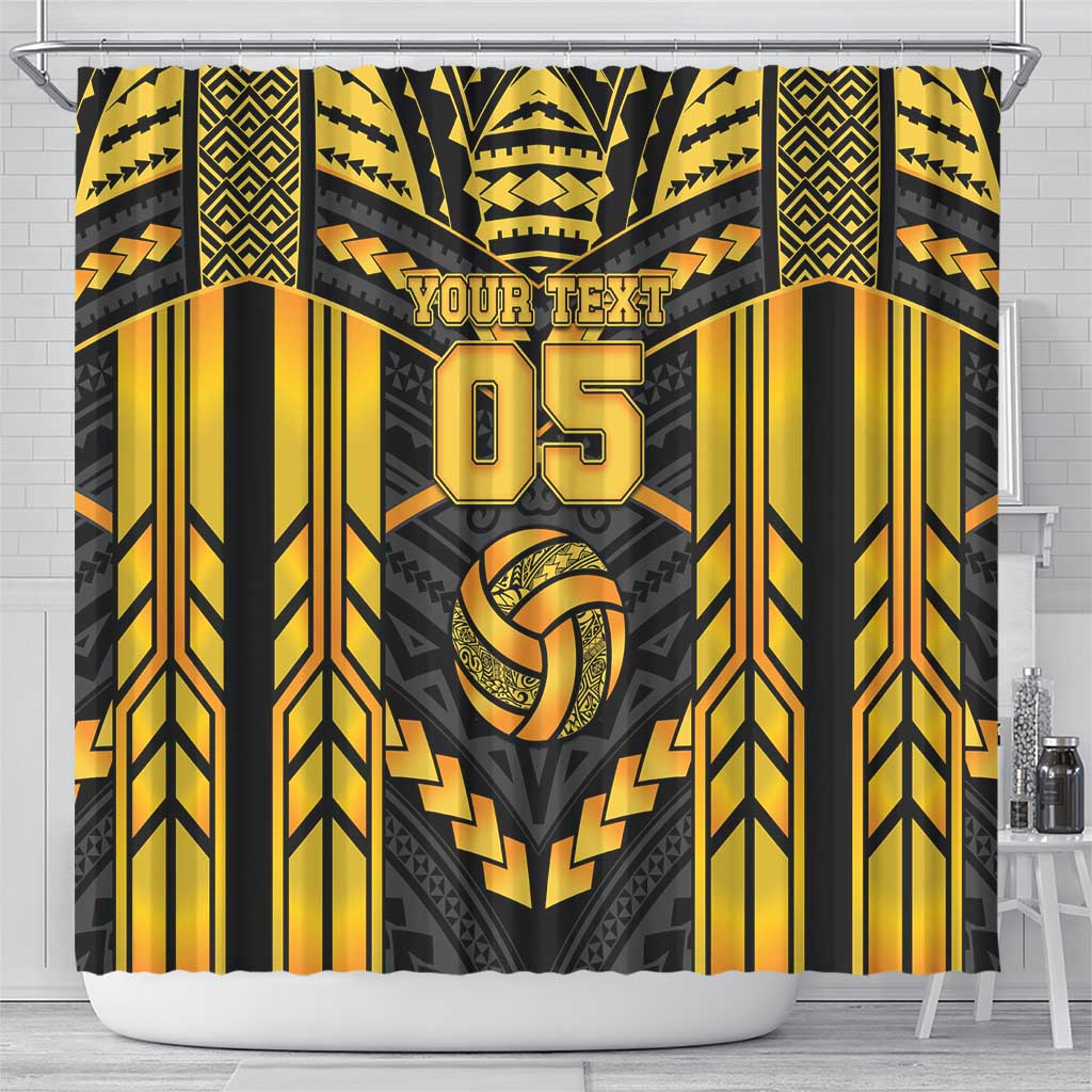 Custom Polynesia Beach Volleyball Shower Curtain Gold Polynesian Tribal Pattern LT05 - Polynesian Pride