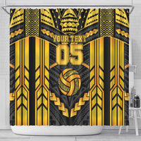 Custom Polynesia Beach Volleyball Shower Curtain Gold Polynesian Tribal Pattern LT05 - Polynesian Pride