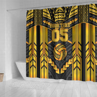 Custom Polynesia Beach Volleyball Shower Curtain Gold Polynesian Tribal Pattern LT05 - Polynesian Pride