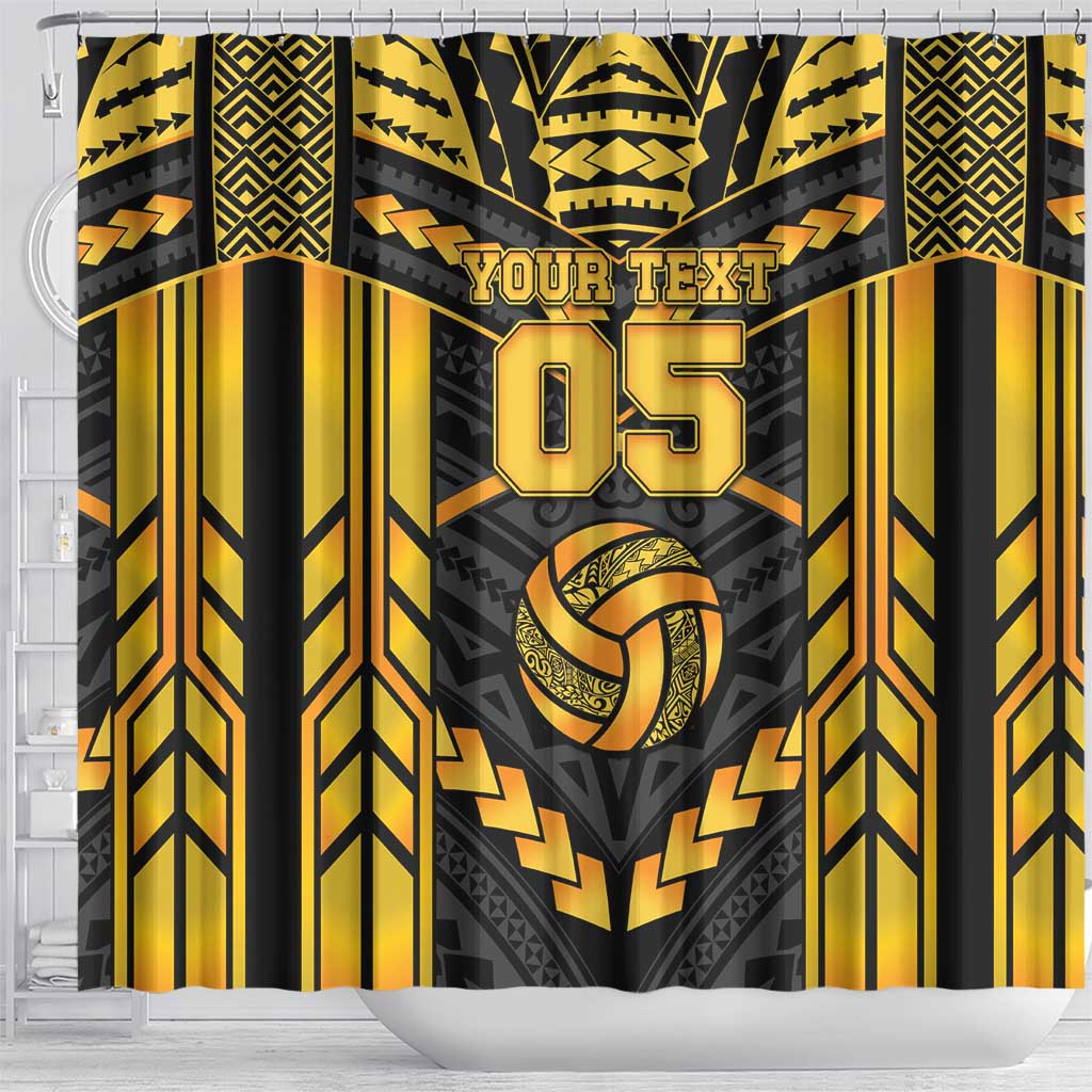 Custom Polynesia Beach Volleyball Shower Curtain Gold Polynesian Tribal Pattern LT05 - Polynesian Pride