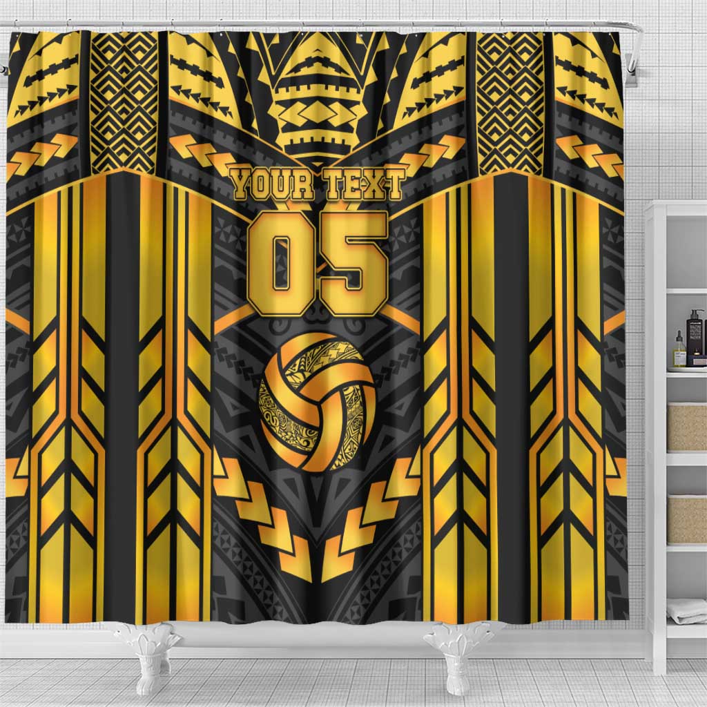 Custom Polynesia Beach Volleyball Shower Curtain Gold Polynesian Tribal Pattern LT05 - Polynesian Pride