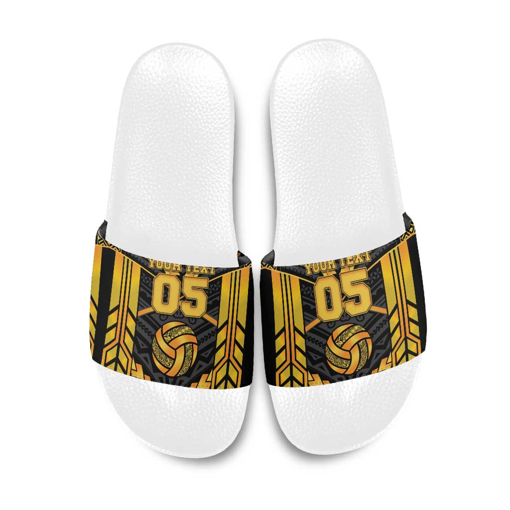 Custom Polynesia Beach Volleyball Slide Sandals Gold Polynesian Tribal Pattern LT05 Gold - Polynesian Pride