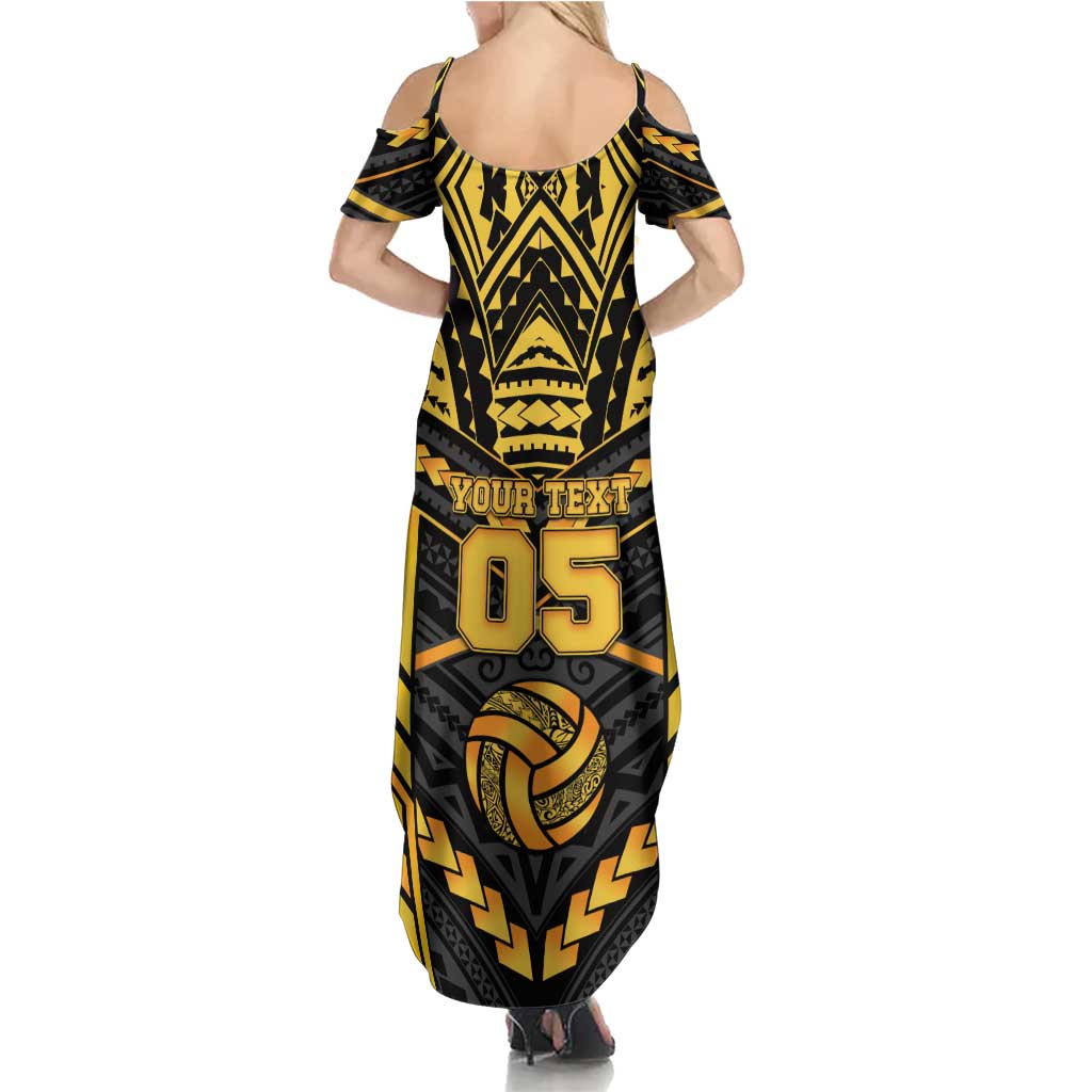 Custom Polynesia Beach Volleyball Summer Maxi Dress Gold Polynesian Tribal Pattern LT05 - Polynesian Pride