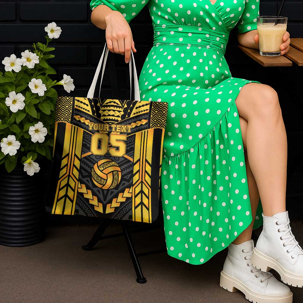 Custom Polynesia Beach Volleyball Tote Bag Gold Polynesian Tribal Pattern LT05 - Polynesian Pride