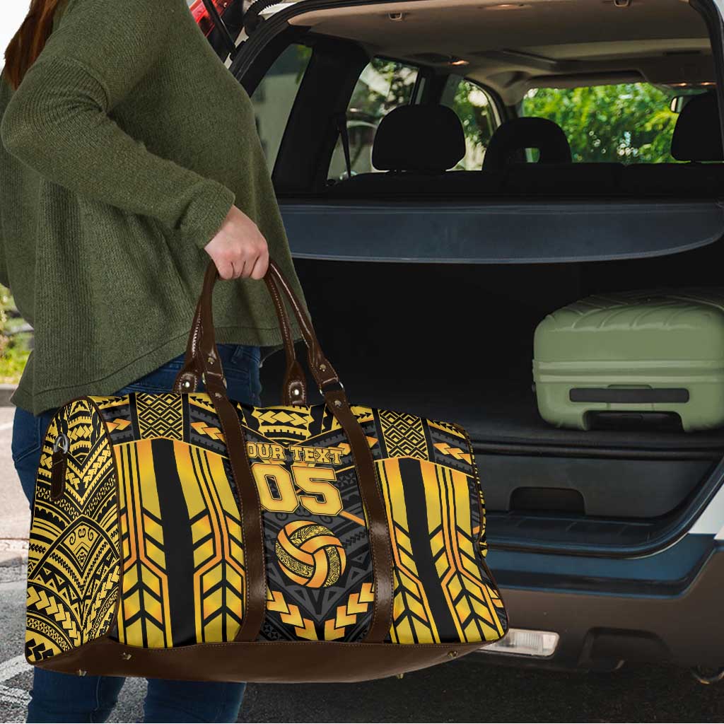 Custom Polynesia Beach Volleyball Travel Bag Gold Polynesian Tribal Pattern - Polynesian Pride