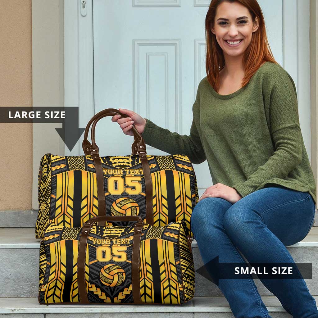 Custom Polynesia Beach Volleyball Travel Bag Gold Polynesian Tribal Pattern - Polynesian Pride