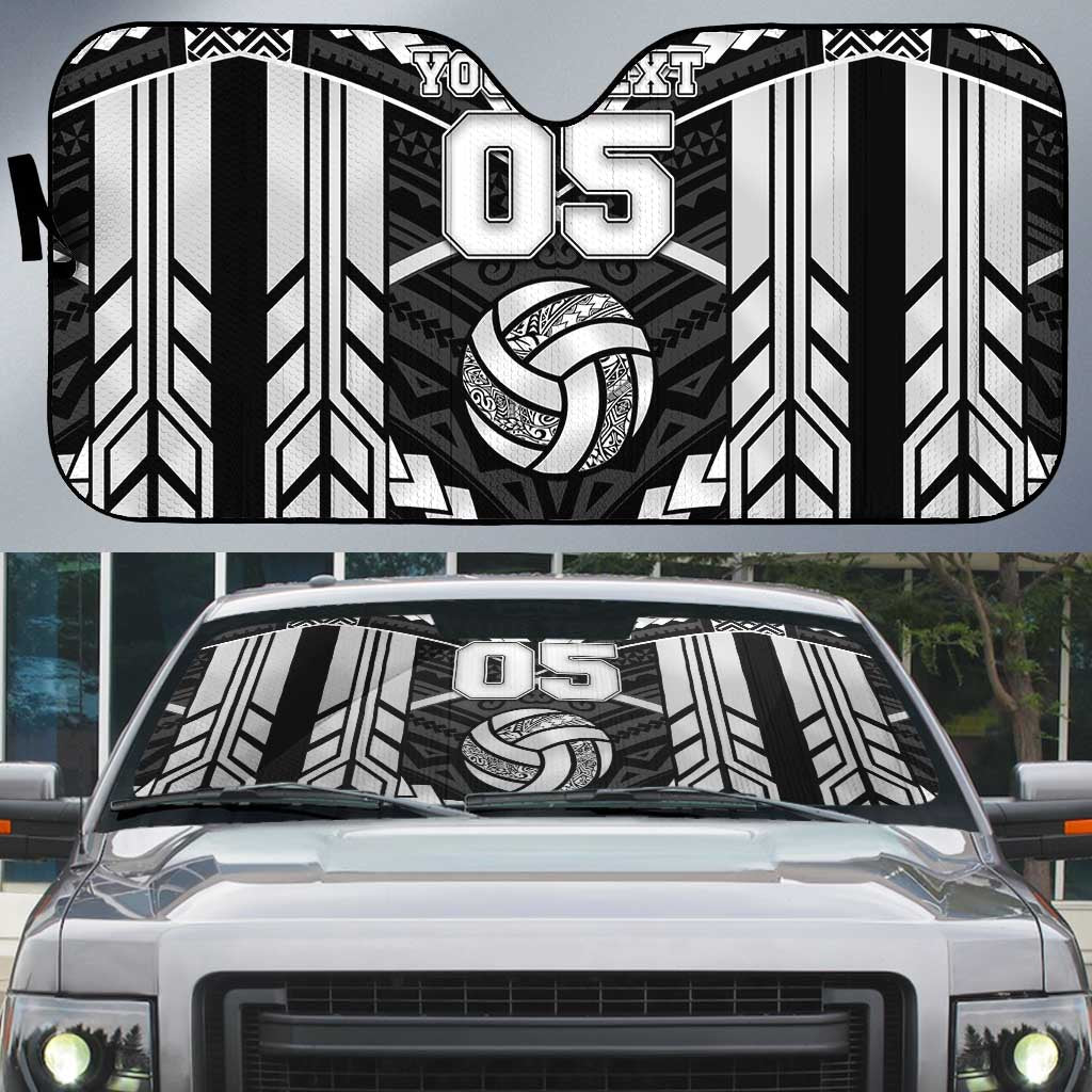 Custom Polynesia Beach Volleyball Auto Sun Shade Polynesian Tribal Pattern LT05 Black - Polynesian Pride