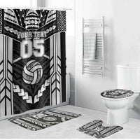 Custom Polynesia Beach Volleyball Bathroom Set Polynesian Tribal Pattern LT05 Bathroom Set (4 pcs) Black - Polynesian Pride