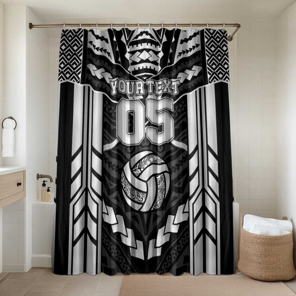 Custom Polynesia Beach Volleyball Bathroom Set Polynesian Tribal Pattern LT05 Shower Curtain Only Black - Polynesian Pride