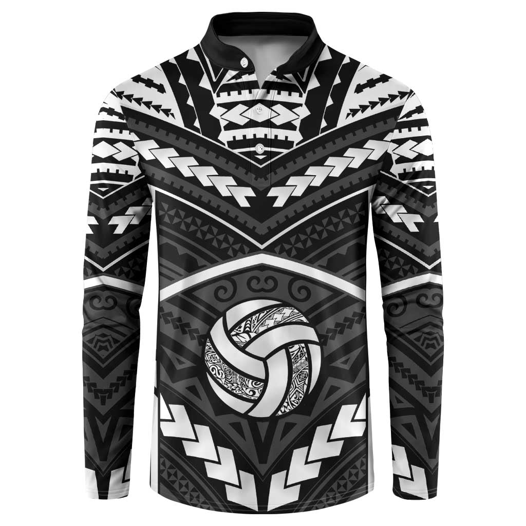 Custom Polynesia Beach Volleyball Button Sweatshirt Polynesian Tribal Pattern - Polynesian Pride