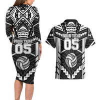 Custom Polynesia Beach Volleyball Couples Matching Long Sleeve Bodycon Dress and Hawaiian Shirt Polynesian Tribal Pattern LT05 - Polynesian Pride