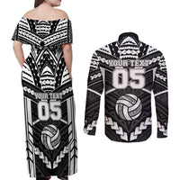 Custom Polynesia Beach Volleyball Couples Matching Off Shoulder Maxi Dress and Long Sleeve Button Shirt Polynesian Tribal Pattern LT05 - Polynesian Pride