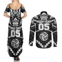Custom Polynesia Beach Volleyball Couples Matching Summer Maxi Dress and Long Sleeve Button Shirt Polynesian Tribal Pattern - Polynesian Pride