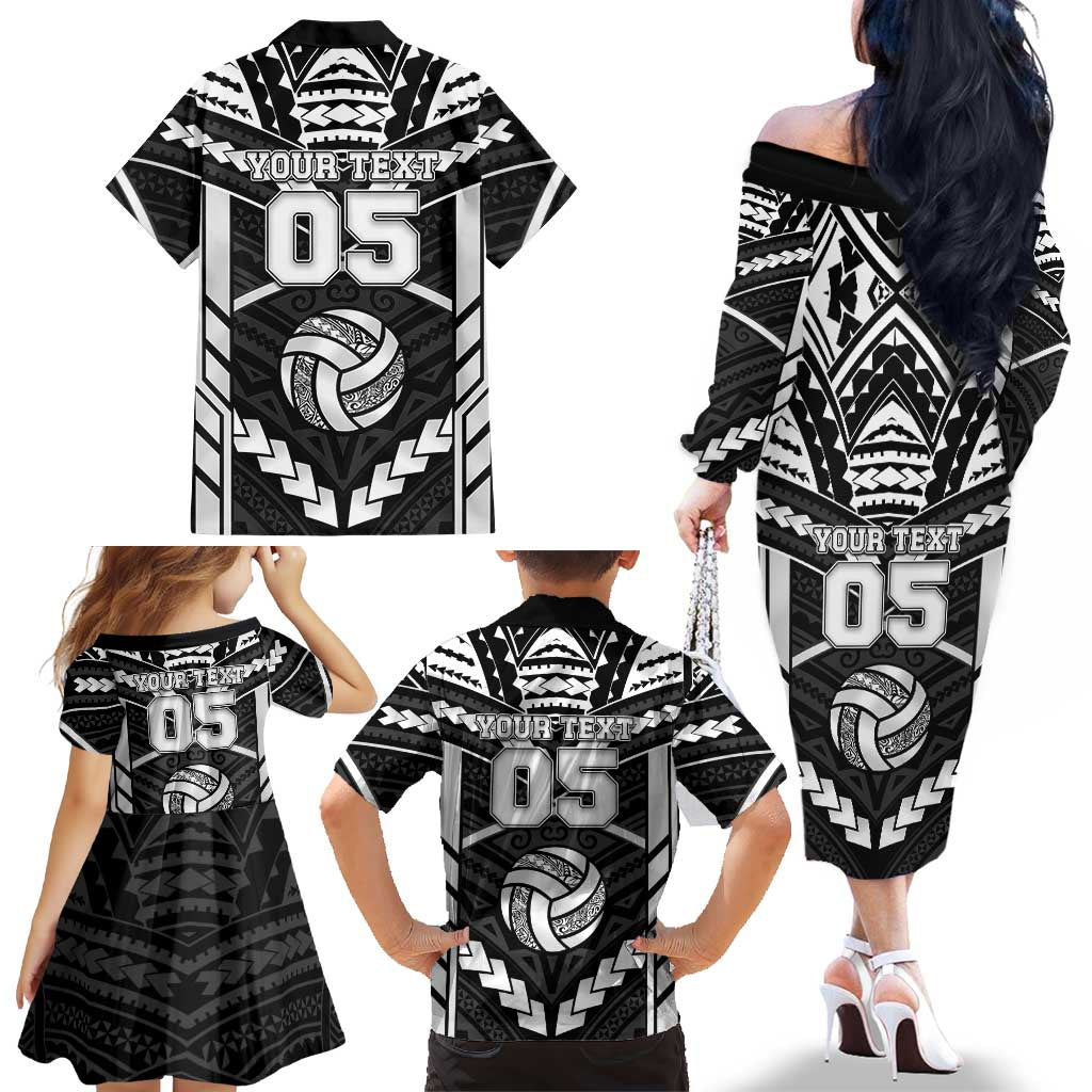 Custom Polynesia Beach Volleyball Family Matching Off The Shoulder Long Sleeve Dress and Hawaiian Shirt Polynesian Tribal Pattern LT05 - Polynesian Pride