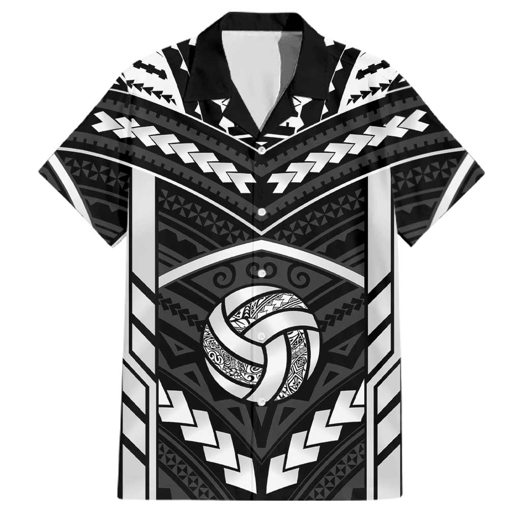 Custom Polynesia Beach Volleyball Family Matching Off The Shoulder Long Sleeve Dress and Hawaiian Shirt Polynesian Tribal Pattern LT05 Dad's Shirt - Short Sleeve Black - Polynesian Pride