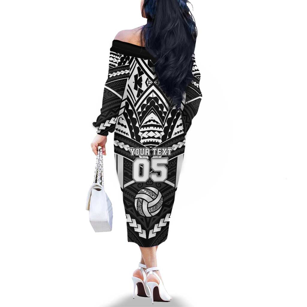 Custom Polynesia Beach Volleyball Family Matching Off The Shoulder Long Sleeve Dress and Hawaiian Shirt Polynesian Tribal Pattern LT05 - Polynesian Pride