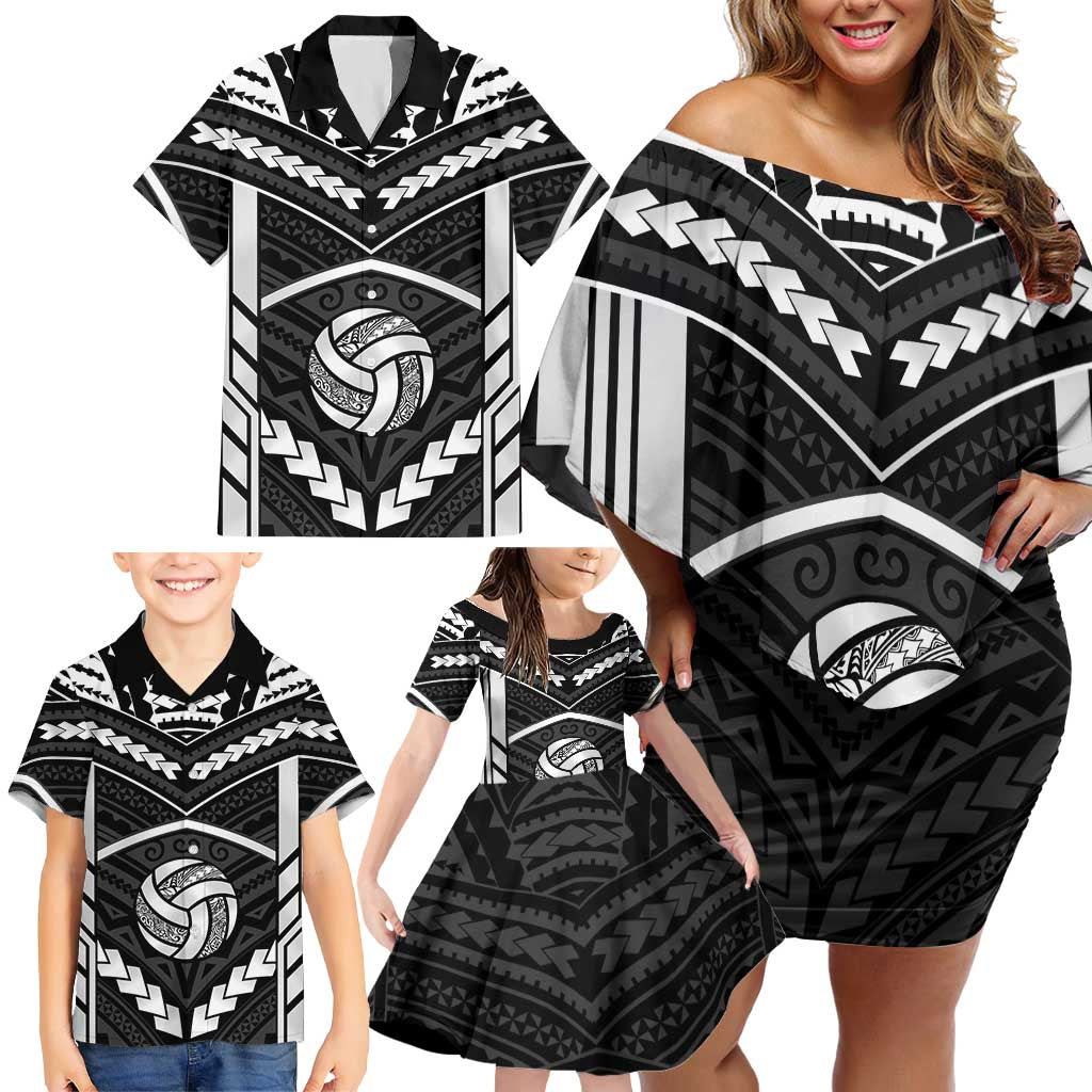 Custom Polynesia Beach Volleyball Family Matching Off Shoulder Short Dress and Hawaiian Shirt Polynesian Tribal Pattern - Polynesian Pride