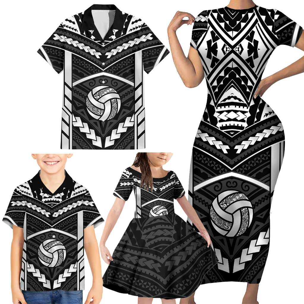 Custom Polynesia Beach Volleyball Family Matching Short Sleeve Bodycon Dress and Hawaiian Shirt Polynesian Tribal Pattern LT05 - Polynesian Pride