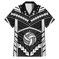 Custom Polynesia Beach Volleyball Family Matching Short Sleeve Bodycon Dress and Hawaiian Shirt Polynesian Tribal Pattern LT05 Dad's Shirt - Short Sleeve Black - Polynesian Pride
