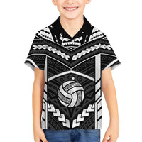 Custom Polynesia Beach Volleyball Family Matching Short Sleeve Bodycon Dress and Hawaiian Shirt Polynesian Tribal Pattern LT05 Son's Shirt Black - Polynesian Pride